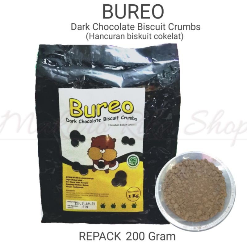 

BUREO Dark Chocolate Biscuit crumbs Repack 200 Gram / Hancuran biskuit coklat Repack 200 gram / Toping / crumble cookie