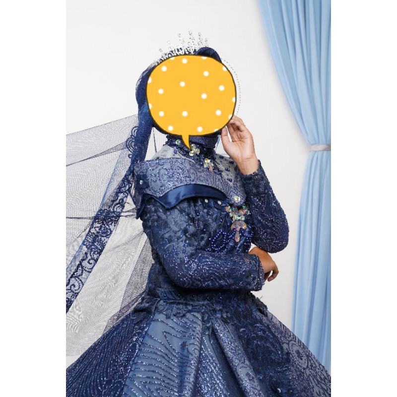 preloved gaun pengantin navy