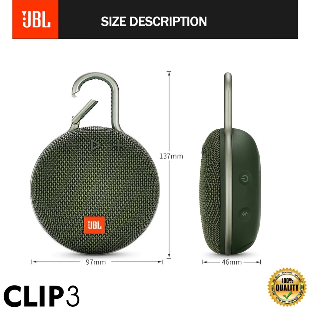 Speaker Bluetooth JBL CLIP 3 Ultra Wireless Portable JBL Clip3 IPX7