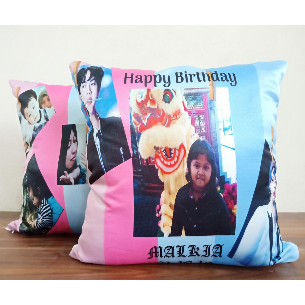 Bantal Custom Velboa Drill Desain Custom Hadiah Ultah Hadiah Pernikahan Kado Wisuda BL-0002