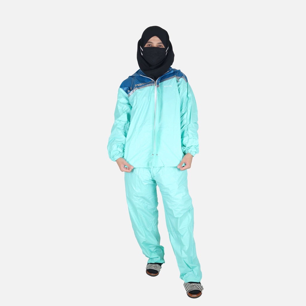 Jas Hujan Pria Wanita Setelan Baju dan Celana Dewasa Lentur Tahan Lama by LJM