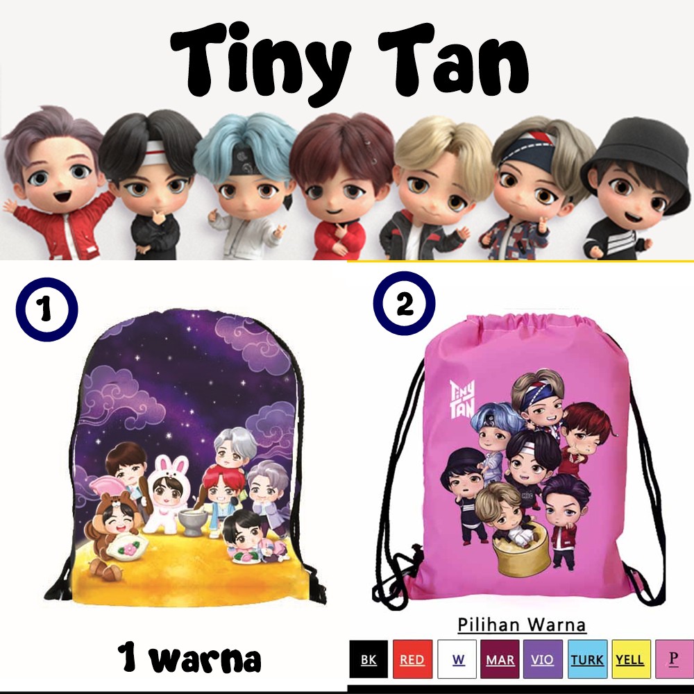 Stringbag Tas Serut Ransel Korea KPOP BT21 BTS Tiny Tan Backpack