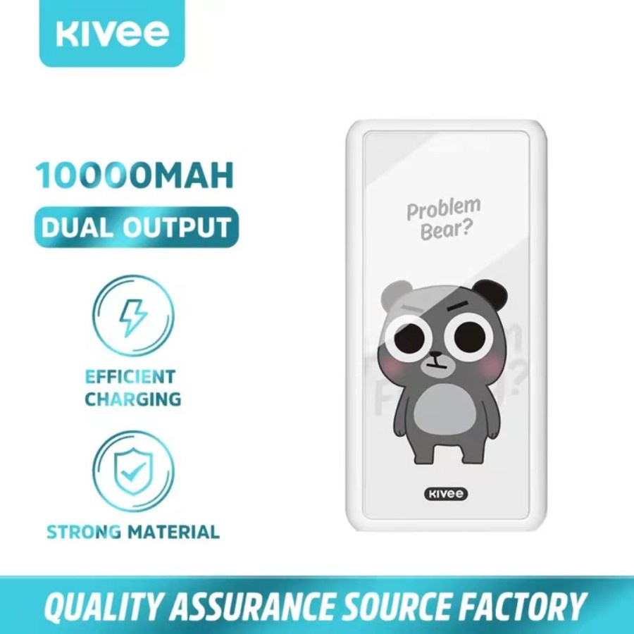 PROMO - Kivee power bank 10000mah Original DUAL USB TYPE-C - power bank pas charger karakter lucu - power bank 10000mah 2.1A dual USB LED digital display - PowerBank 18W 10000Mah dual USB portable QC3.0+PD fast charging - power bank type c past charging