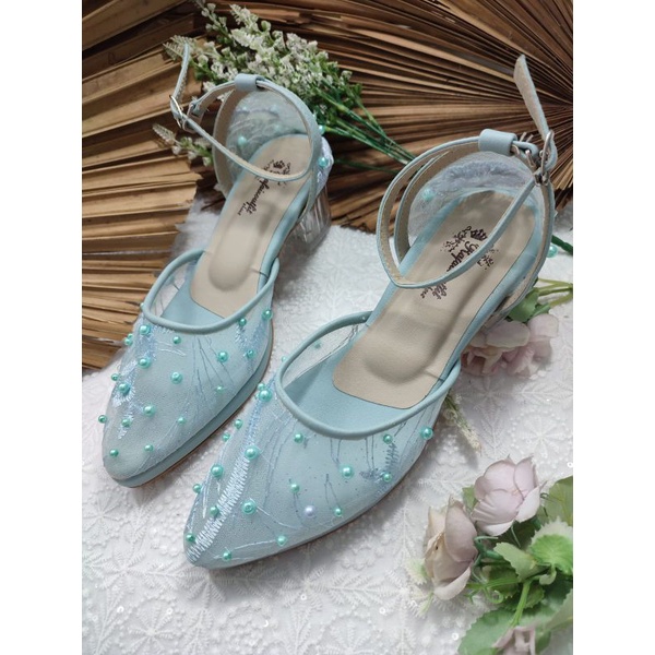 sepatu rafaizoutfit sierna tali wrna babyblue 5cm kaca