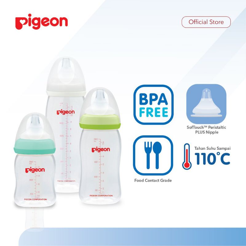 PPWN Pigeon Wide Neck Bottle Soft Touch Peristaltic Plus 160ml 240ml / Botol Susu Dot Wideneck