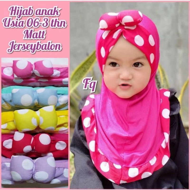 Kerudung Bulat Anak Lucu | Hijab bayi pita drakron motif polka | Alus Collection | BISA C.O.D