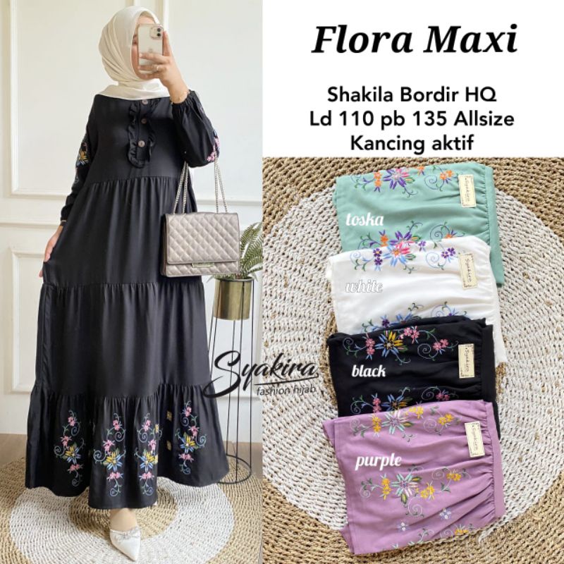 FLORA MAXY DRESS WANITA BUSUI SHAKILA MIX BORDIR