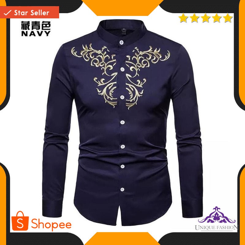 Koko Yusup Dongker Ot Baju Koko Pria Katun Stretch Biru Dongker