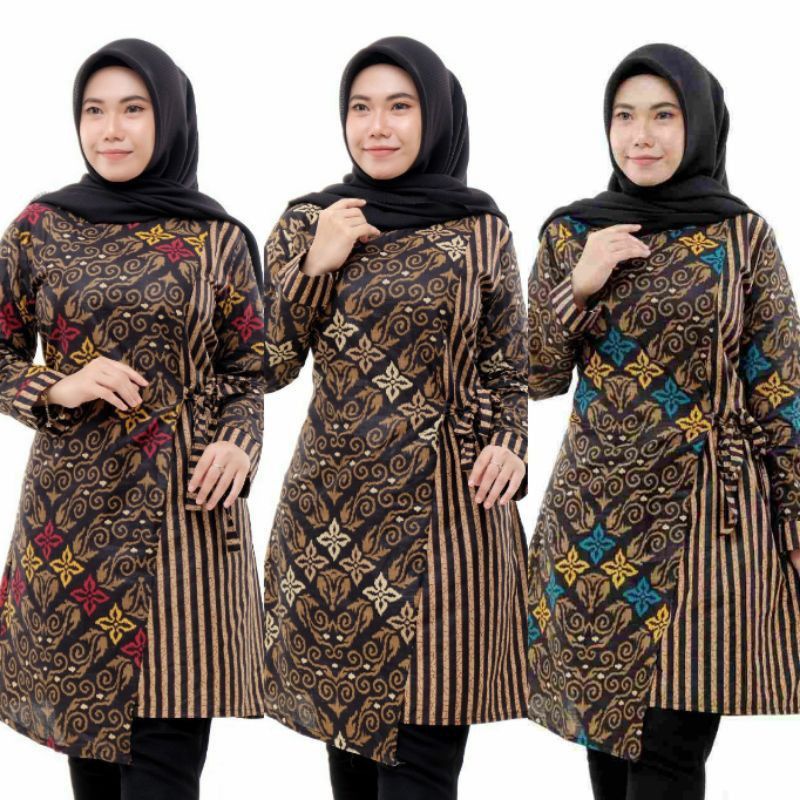 BATIK TUNIK SHIBORI JUMPUTAN TERBARU size M-L-XL / HRB026 YELBOR