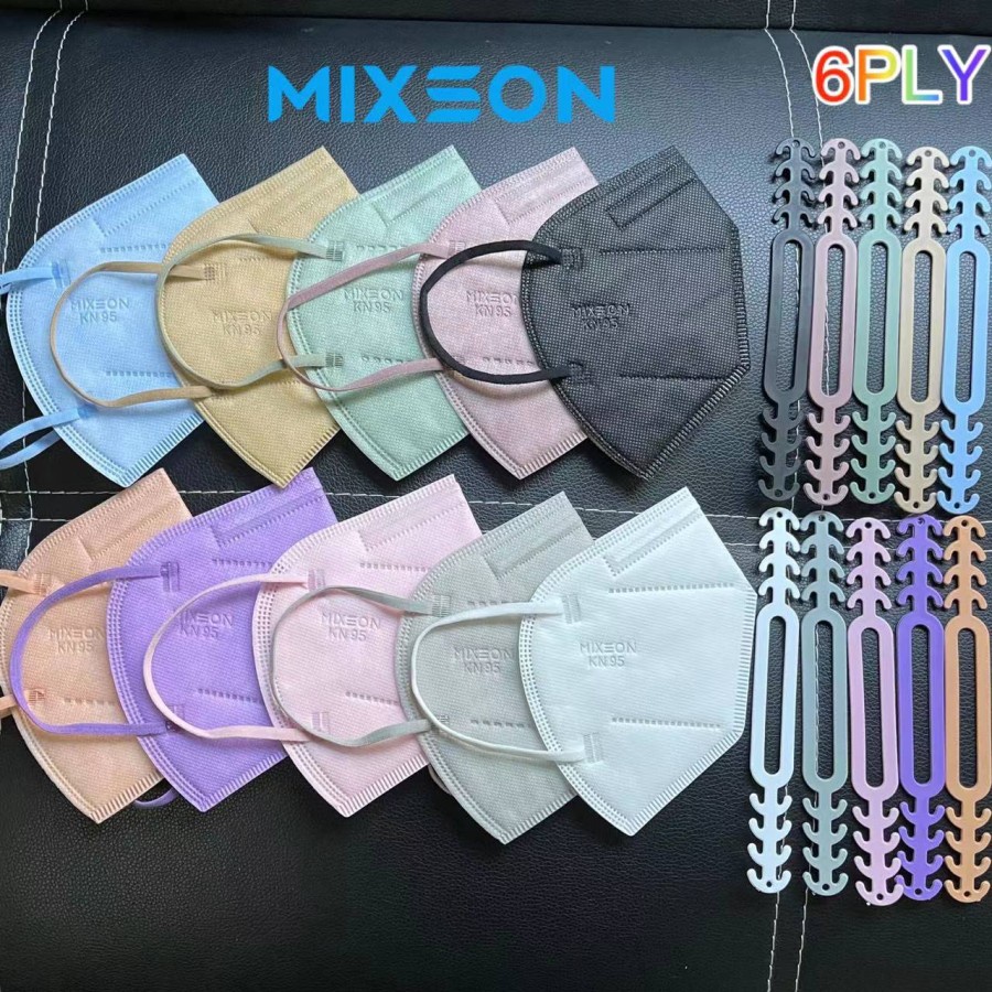 Masker KN95 MIXSON 6 PLY ORIGINAL isi 10pcs + free konektor strap