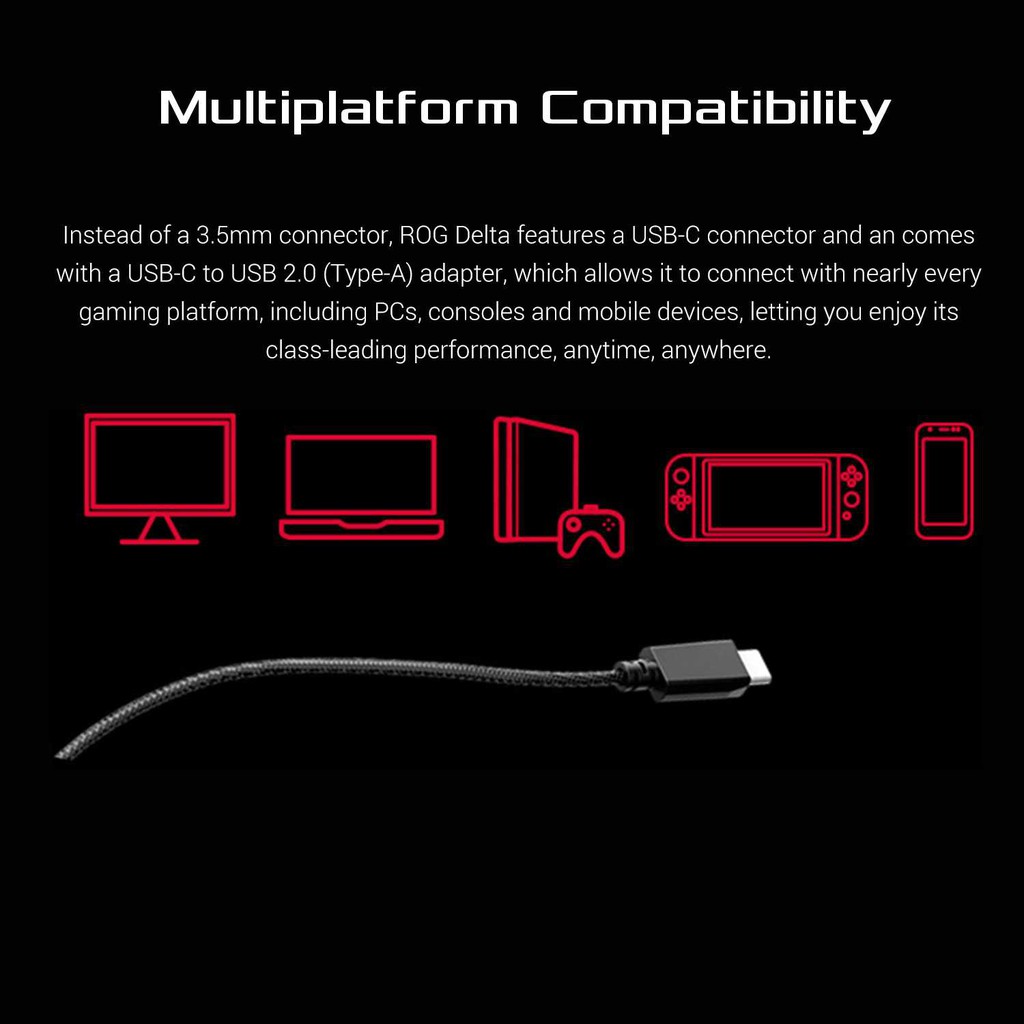 ASUS ROG DELTA USB-C CIRCULAR RGB LIGHTING EFFECT GAMING HEADSET