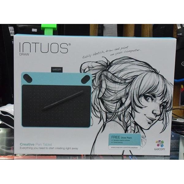 Wacom intuos Draw pen tablet CTL490 Biru bonus softcase antigores