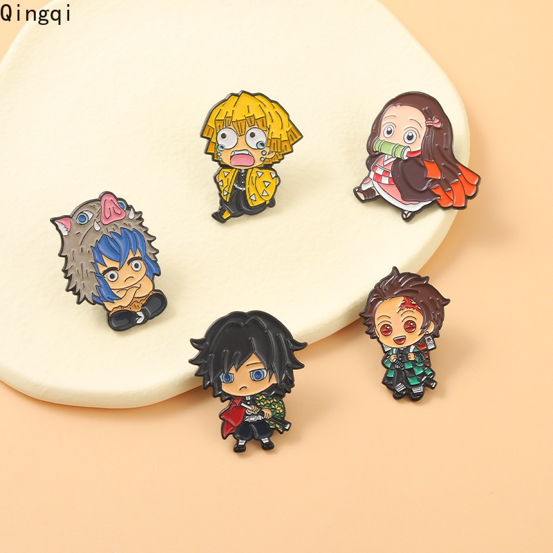 5pcs / Set Bros Pin Enamel Desain Karakter Anime Demon Slayer HUNTERXHUNTER Untuk Hadiah