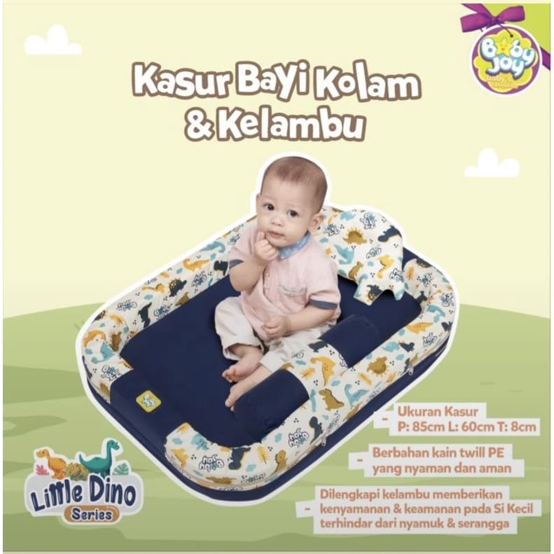 Baby Joy Kasur Bayi Kolam + Kelambu Kojong ( bisa dilepas ) Little Dino Series - BJK 4018