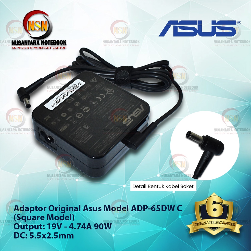 Adaptor Charger Original Asus 19V - 4.74A Square Model DC 5.5*2.5