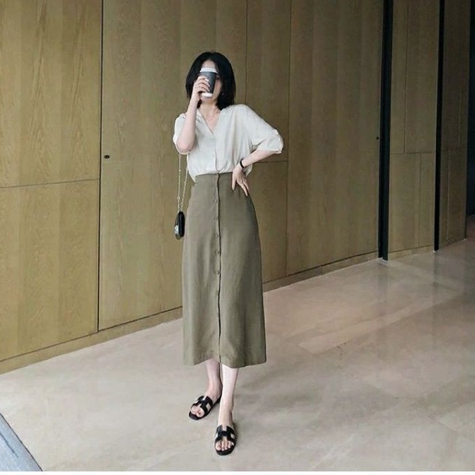 Rok Kancing Linen / rok Linen / Rok Kancing / Rok Kancing Hidup