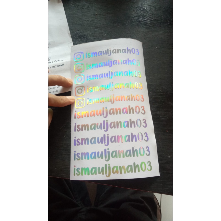 

Stiker Hologram Nama IG nama custom stiker laptop stiker motor Uk 1,5cm X 10cm Duofullo