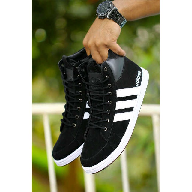 black on black high top adidas