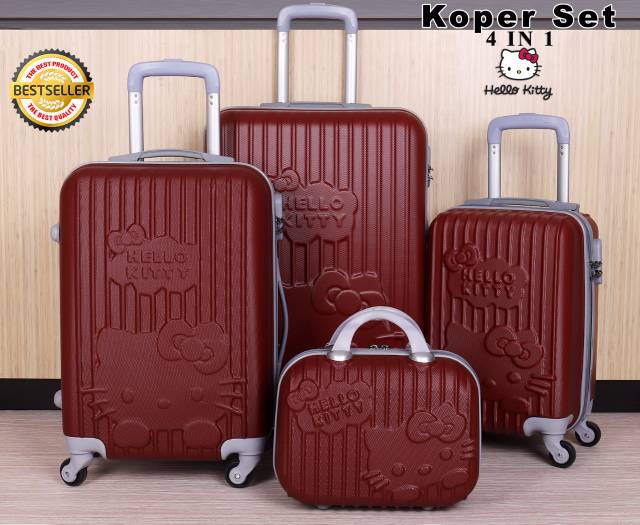 Koper Batam Hello Kitty Fiber 4Set 4in1 4 Roda/ Koper Fiber HK Hello Kitty 24 inch 20 inch 16 Inch