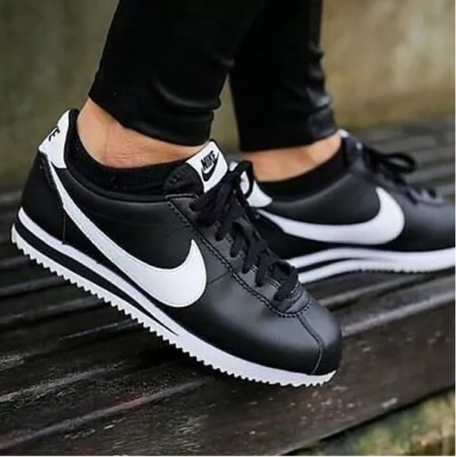 nike cortez classic black and white