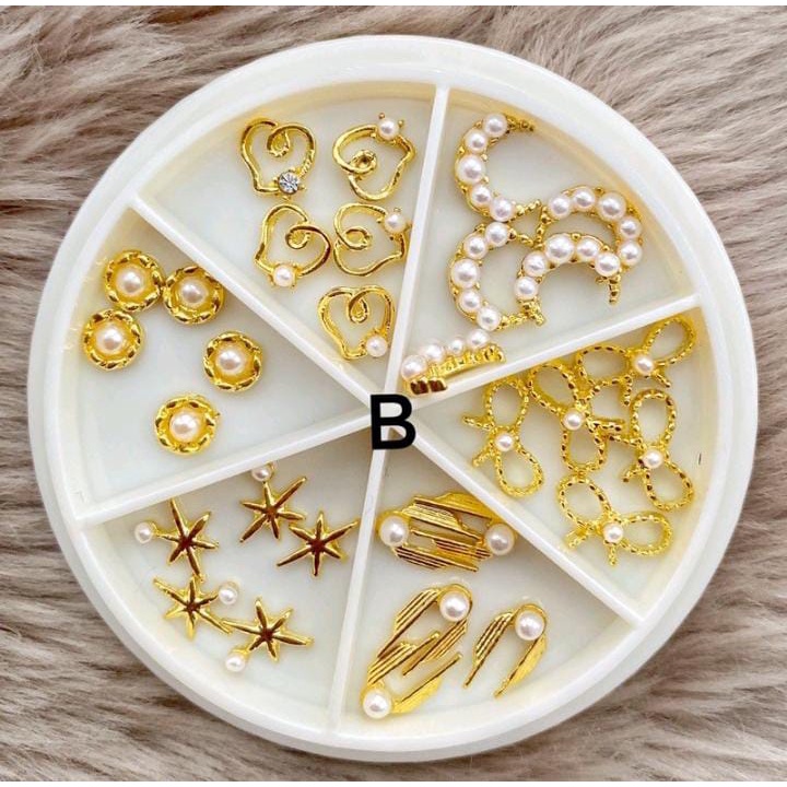 [6PCS ACC WHEEL NAIL ART GEMS] NAIL CHARMS SWAROVSKI AB NAIL ART PEARL / NAIL /KUKU