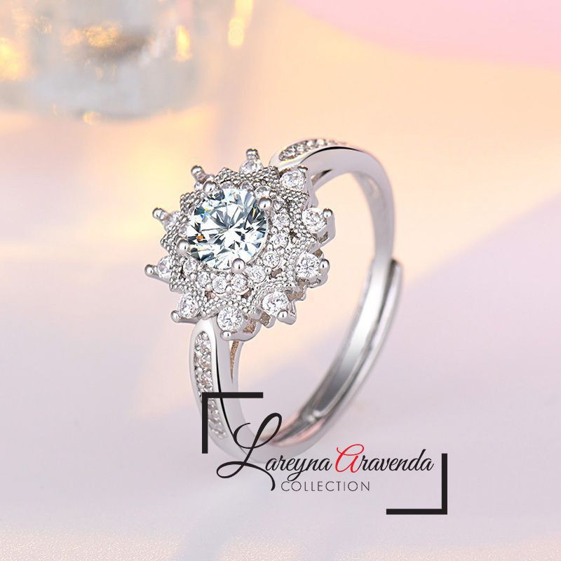 Cincin Wanita Model Snowflake Diamond Crystal Zirconia CC002