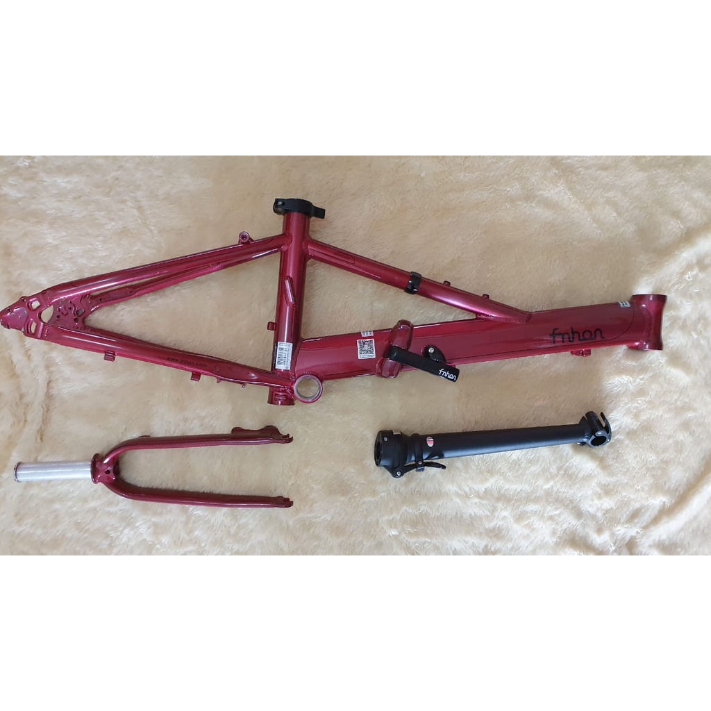 FRAME SET FNHON MONSOON 20 inch Merah Red DISCBRAKE ALUMUNIUM Plus Handlepost HP 31 35 40 cm telescopic Frame fork 22 inch disc brake Sepeda Seli Monson Moonsoon Moonson not Blast Gust Storm Tornado