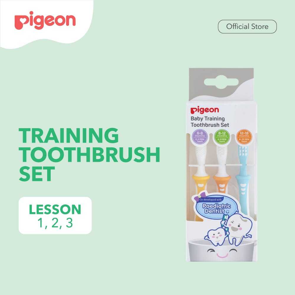Sikat Gigi Pigeon Lesson 123 Pigeon Baby Training Toothbrush Bayi Anak / Sikat Gigi Tahapan 123 / Si
