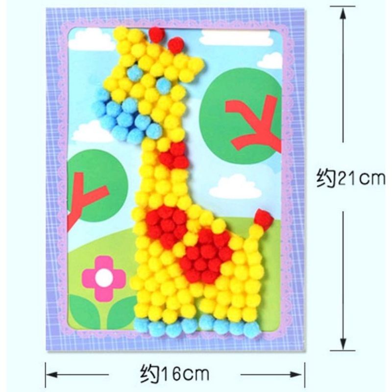 DIY Pompom Painting Mainan Prakarya Anak Menempel Pom Pom Lukisan Mainan Tempel Pom Pom