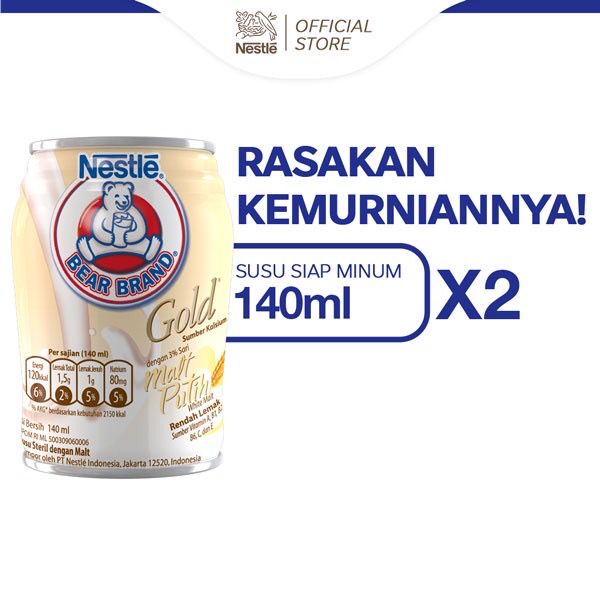

Bear Brand Gold White Malt RTD 140ml x2 - Susu Beruang - Susu steril - Susu Kaleng