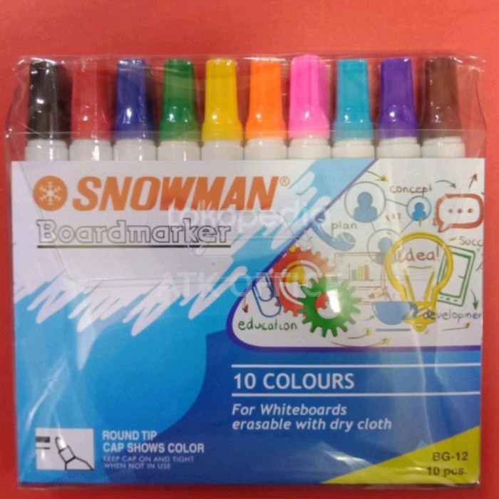 

Produk Unggulan Spidol Boardmarker Snowman 1Set 10 Warna Bergaransi