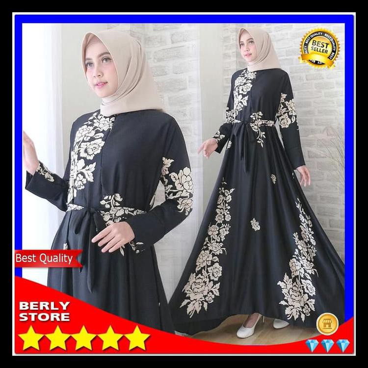 TERBAGUS BAJU MUSLIM WANITA JUBAH CASUAL POLOS PINGGANG KARET EMBOS BERKUALITAS ORIGINAL 100%