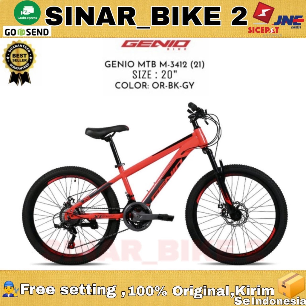 Sepeda Gunung Mtb Genio 3412 20 Inch Rem Cakram 24 speed