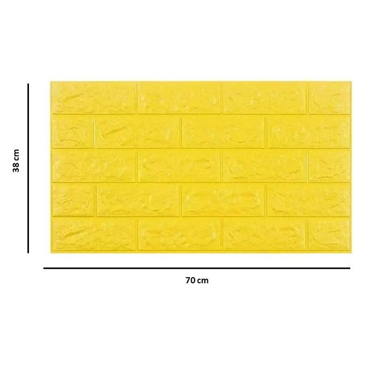 [COD] Wallpaper dinding foam sticker 3mm Timbul 3D motif Batu Bata Murah Warna Warni / Classic brick wallpaper foam 3D-Kuning