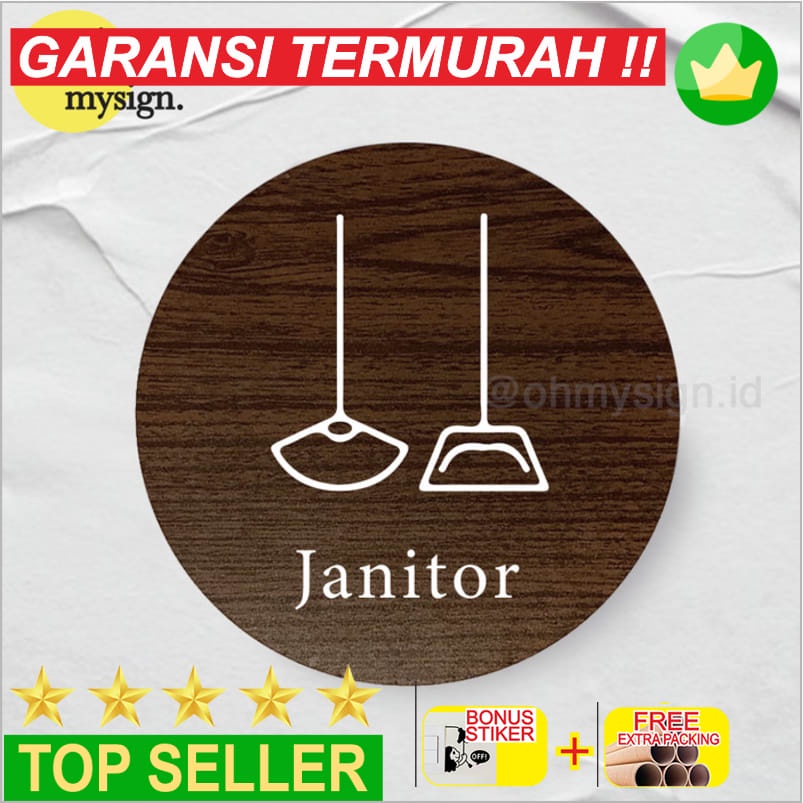 

Promo Janitor Sign Board Kayu Bulat Print Signage Label Nama Elegan