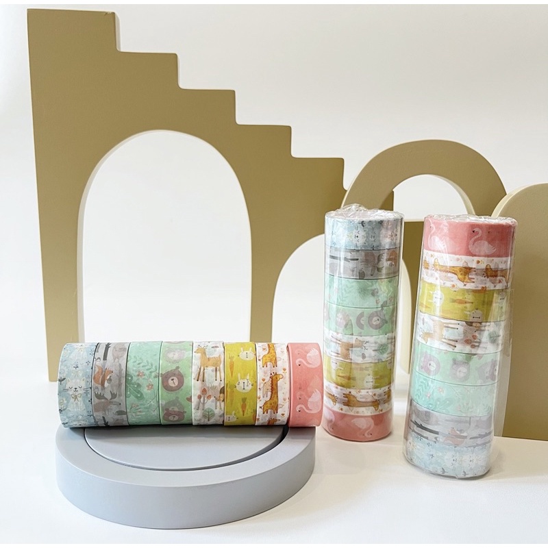 

Washimoshi Masking Washitape Kawaii Animal Set (8 roll)