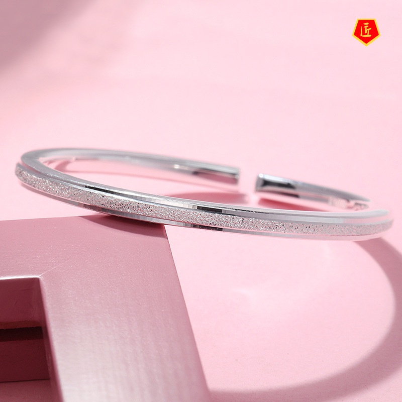 [Ready Stock]Women's Fashion Simple Frosted Square Open Bracelet