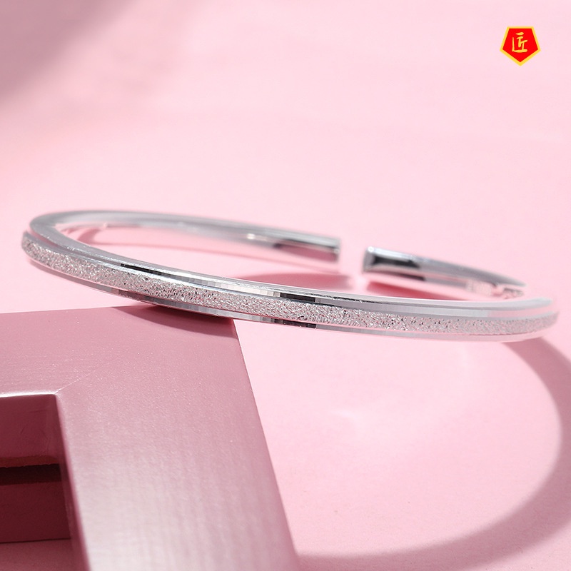 [Ready Stock]Women's Fashion Simple Frosted Square Open Bracelet