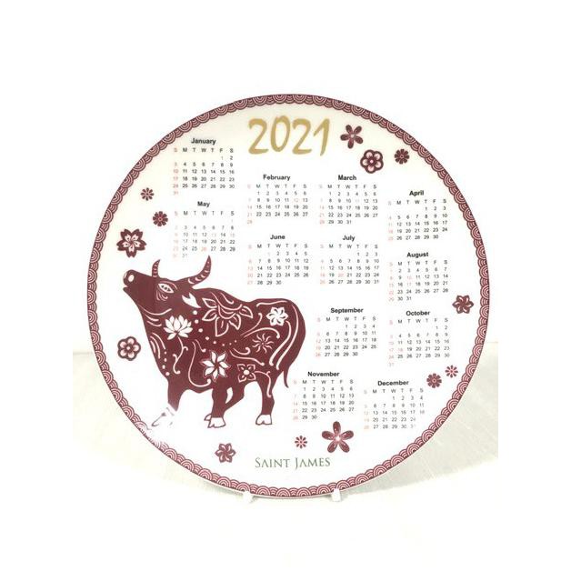 

✨ BISA BAYAR DITEMPAT✨ Saint James Ceramic Plate Calendar - Piring Kalender Pajangan Red Cow