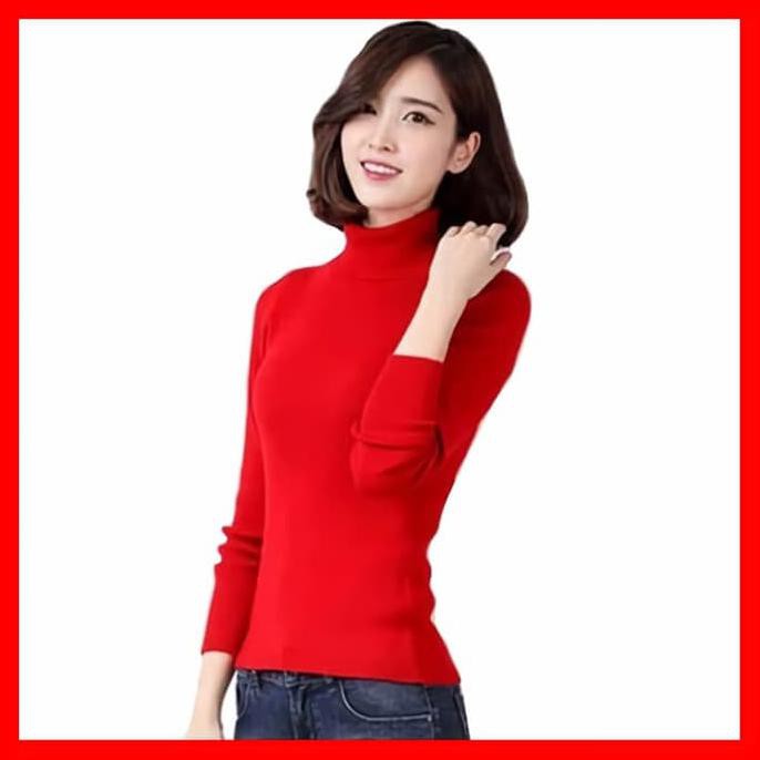 BLOUSE WANITA  BLOUSE WANITA PUTIH KOREA JUMBO BIG SIZE XL TURTLENECK {PRODUK TERBARU}