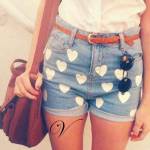 celana jeans wash bergambar love printed (hot pants love VL)