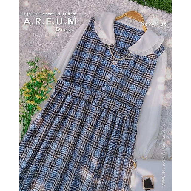 AREUM Dress Gamis Kotak ala Korea by STUD Hijabstore