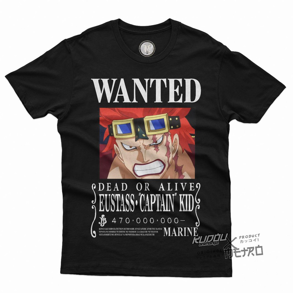 Tshirt Eutass Kid Wanted Black Anime One Piece Manga Premium