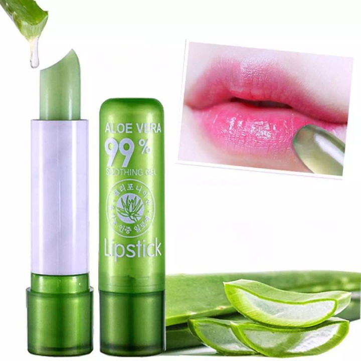 LIP BALM ALOE VERA 99% SOOTHING GEL MOUISTURIZING LIPSTICK - LIPSTIK PEMERAH BIBIR ALAMI