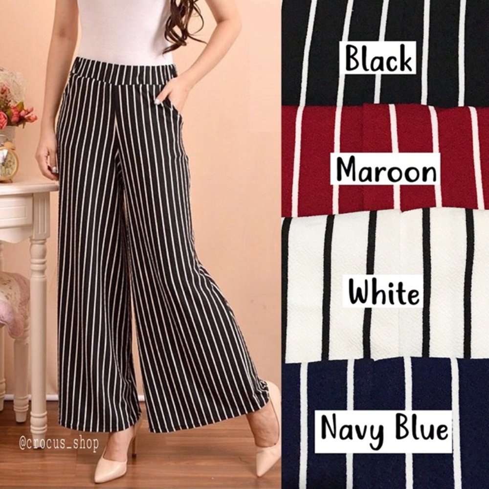 [COD] CELANA KULOT PANJANG SALUR / STIPE PANTS - celana kulot bahan crepe tebal