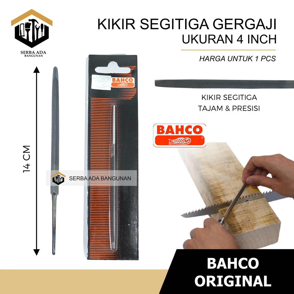 KIKIR BAHCO ASLI 100% / SEGITIGA PENGASAH ASAH ALAT UKIR 4&quot; KAYU BESI