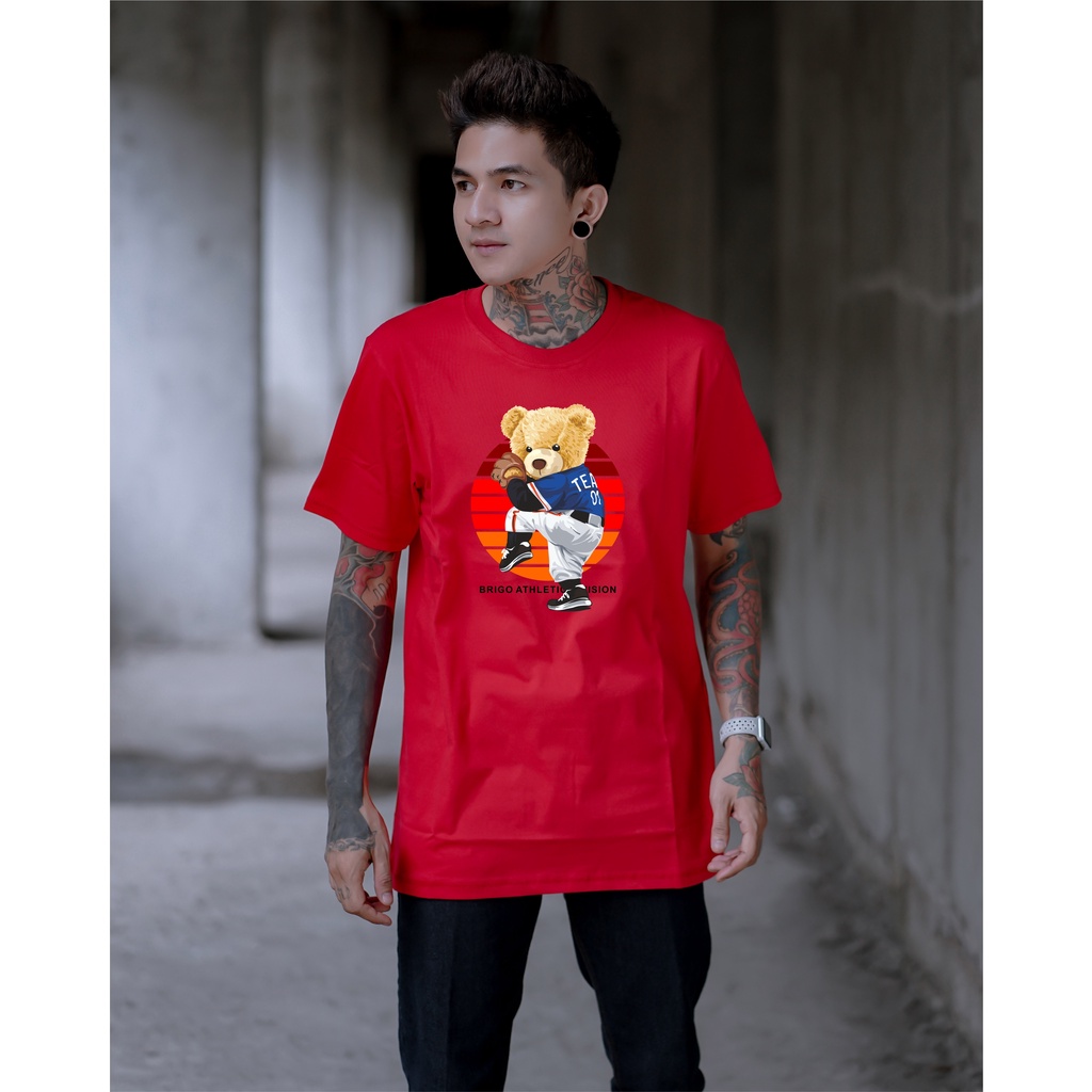 BRIGO Kaos Lengan Pendek Bear Athletic II Kaos Distro BRIGO Beruang Athletic II Kaos Katun Combed M-XL ( Pria &amp; Wanita )