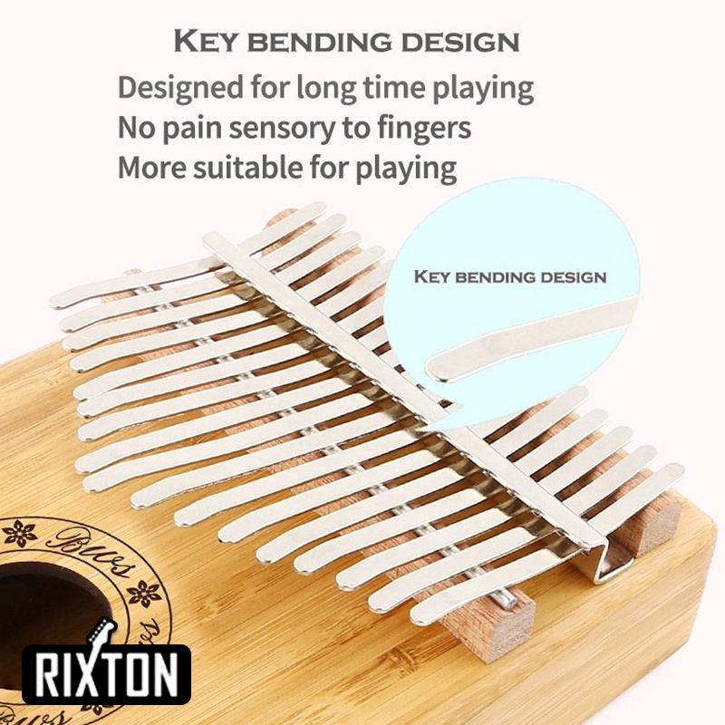 Rixton Kalimba 17 Key Thumb Piano with Tuning Hammer Portable Mahogany Body Finger Piano Kit