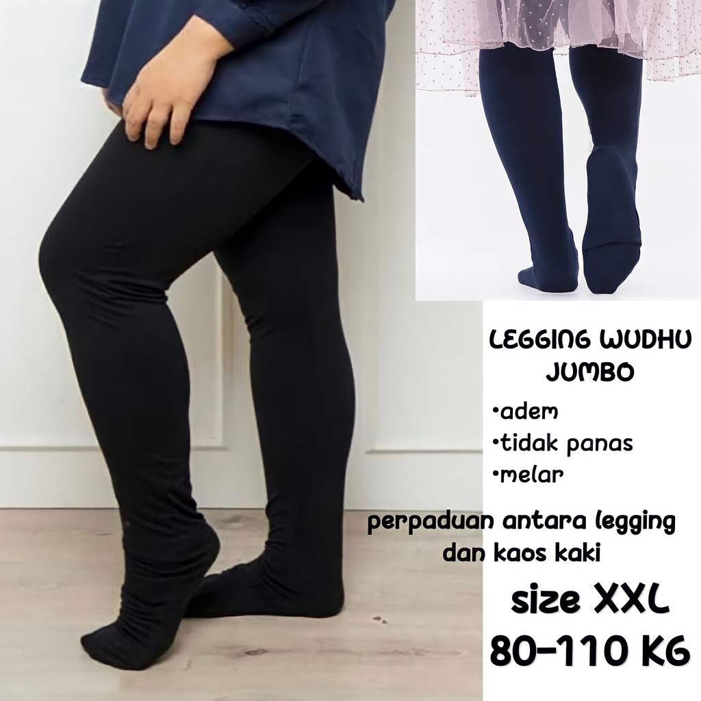 Legging Wudhu Jumbo Polos Bahan Spandek Rayon Premium