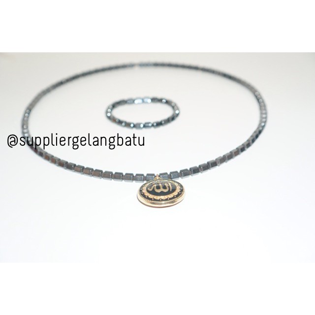 PROMO Kalung Ginsamyong Lafaz ALLAH GOLD Muslim emas magnet KOREA sehat batu tormaline bio magnetic